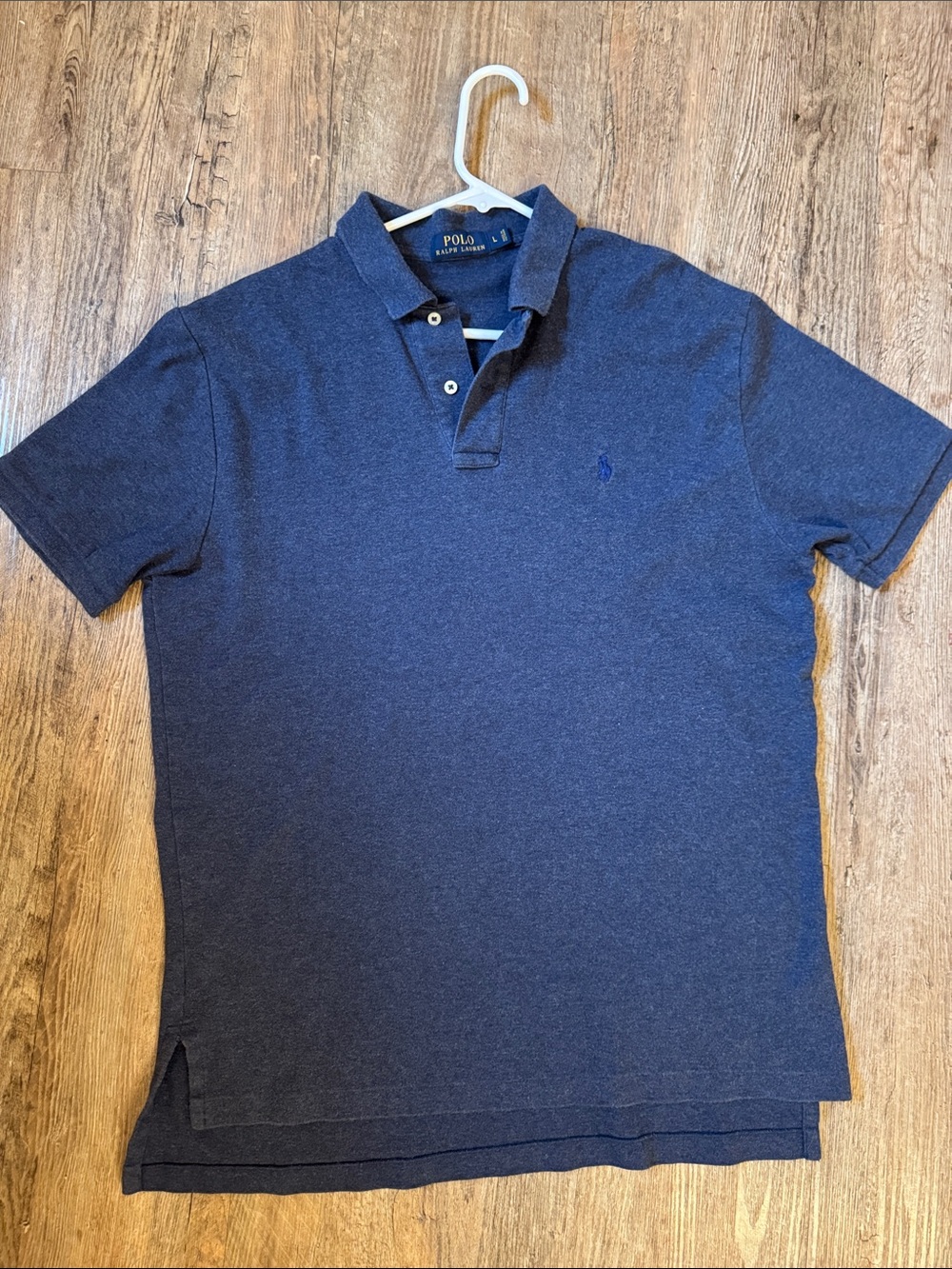 Polo by Ralph Lauren Heathered Navy Cotton Polo with Embroidered Pony - Picture 3 of 3